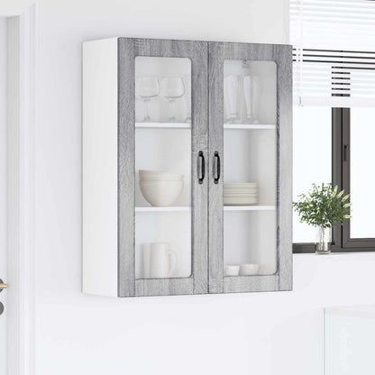 Wall Glass Cabinet PORTO Grey Sonoma 80 x 31 x 100 cm