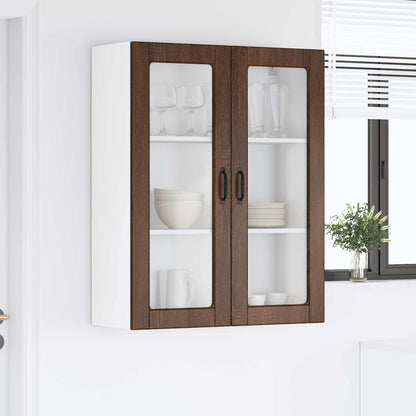 Wall Glass Cabinet PORTO Brown Oak 80 x 31 x 100 cm