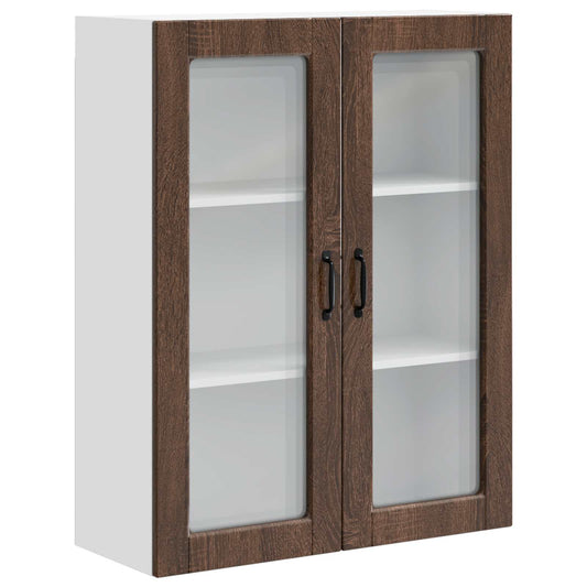 Wall Glass Cabinet PORTO Brown Oak 80 x 31 x 100 cm