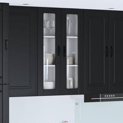 Wall Glass Cabinet PORTO Black 60 x 31 x 100 cm Engineered Wood