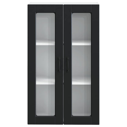 Wall Glass Cabinet PORTO Black 60 x 31 x 100 cm Engineered Wood