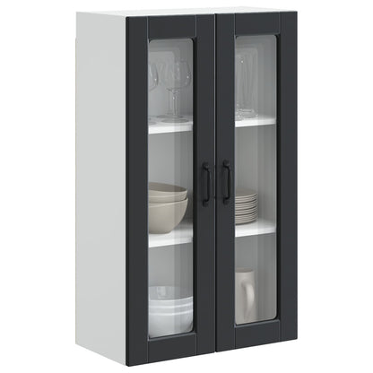 Wall Glass Cabinet PORTO Black 60 x 31 x 100 cm Engineered Wood