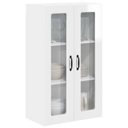 Wall Glass Cabinet PORTO High Gloss White 60 x 31 x 100 cm