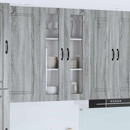Wall Glass Cabinet PORTO Grey Sonoma 60 x 31 x 100 cm