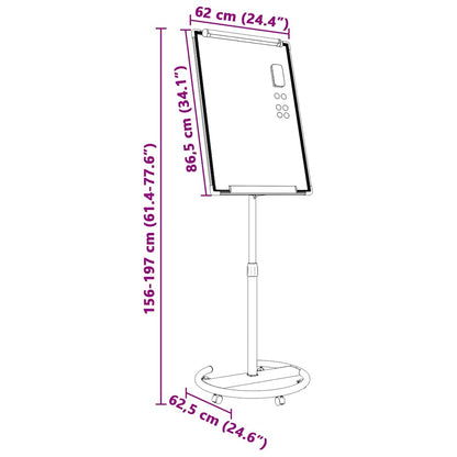Magnetic Whiteboard Grey and White 62 x 62.5 x 197 cm EPS