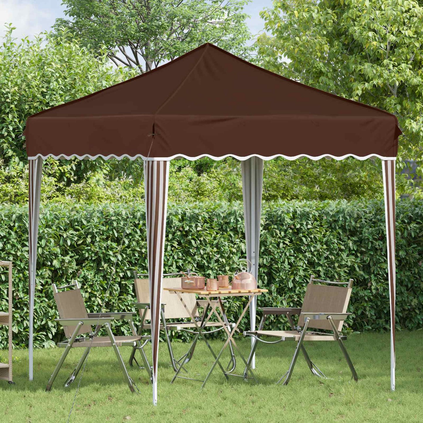 Pop-up Party Tent 195 x 195 x 245 cm Brown Oxford Fabric