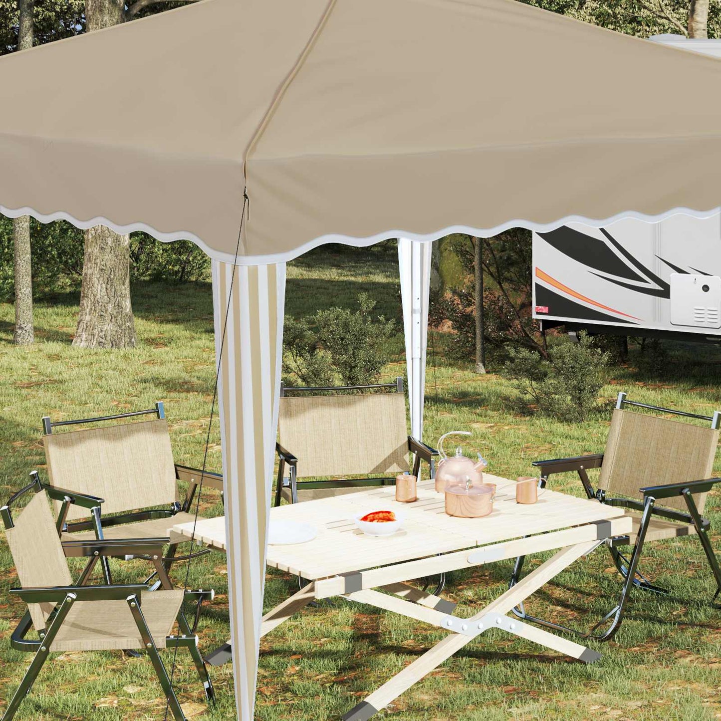 Pop-up Party Tent 288 x 288 x 245 cm Cream Oxford Fabric
