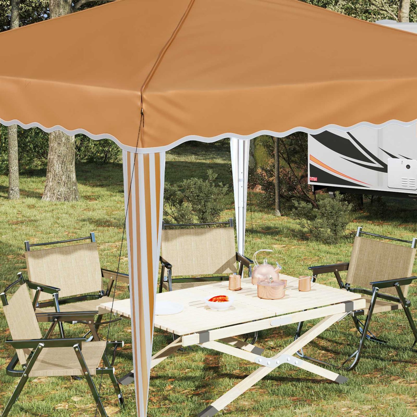 Pop-up Party Tent 288 x 288 x 245 cm Beige Oxford Fabric