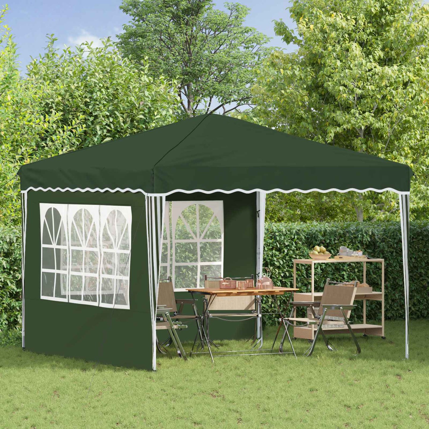 Pop-up Party Tent 288 x 288 x 245 cm Green Oxford Fabric