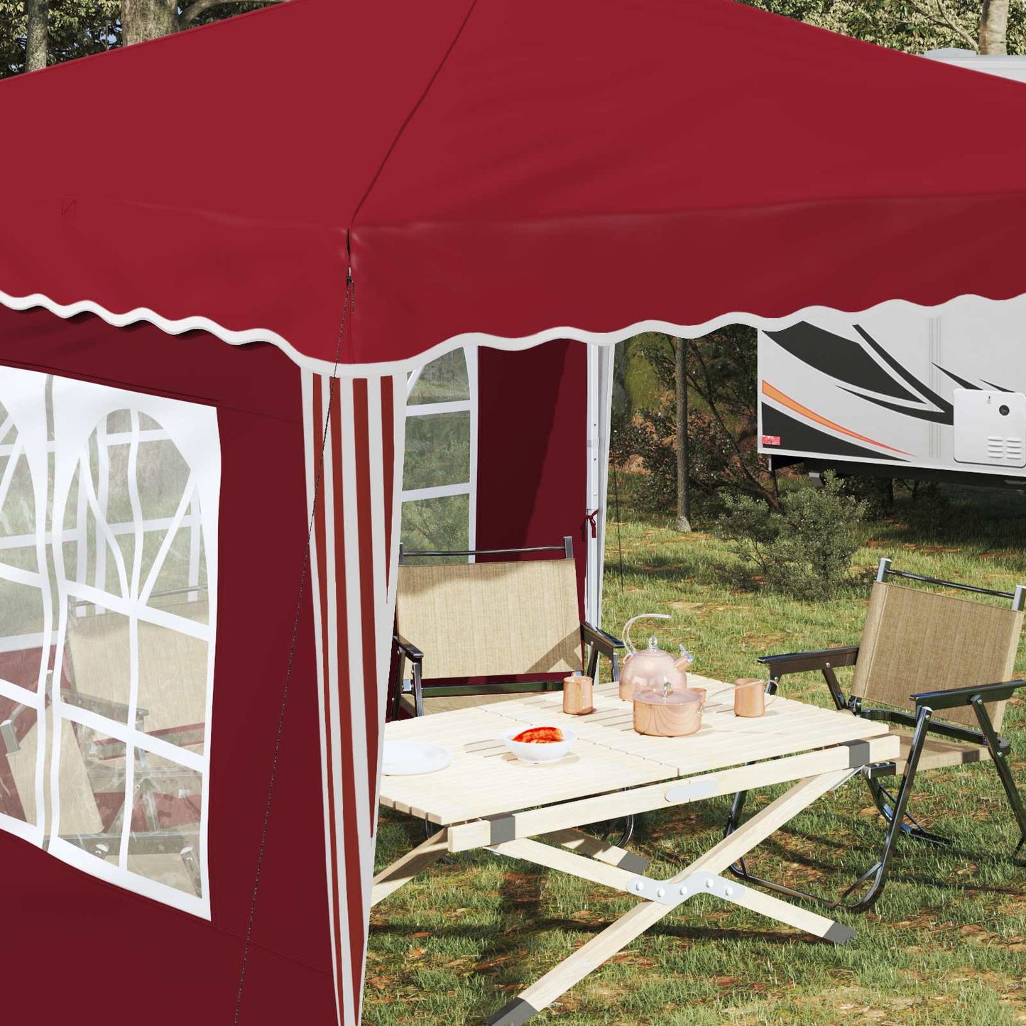 Pop-up Party Tent 288 x 288 x 245 cm Burgundy Oxford Fabric