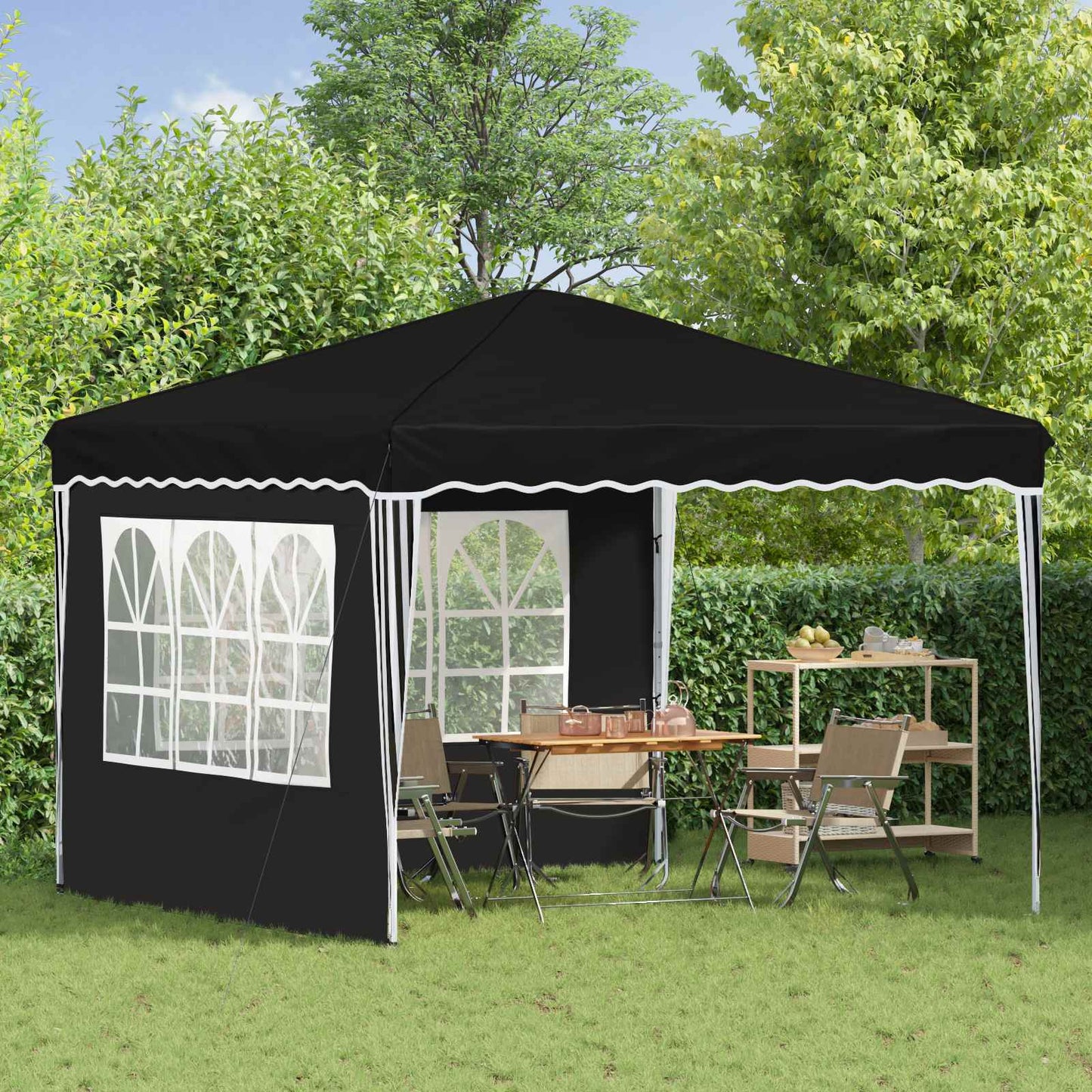 Pop-up Party Tent 288 x 288 x 245 cm Black Oxford Fabric