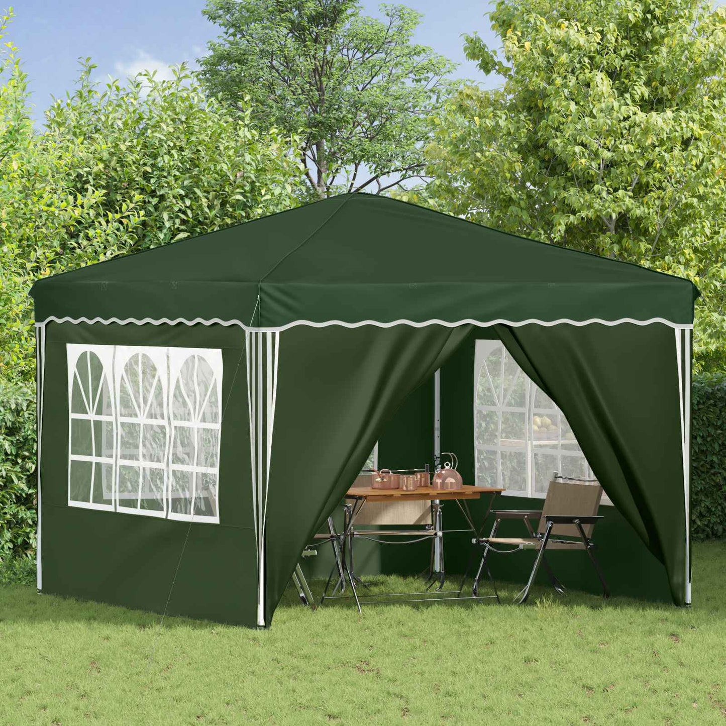 Pop-up Party Tent 288 x 288 x 245 cm Green Oxford Fabric