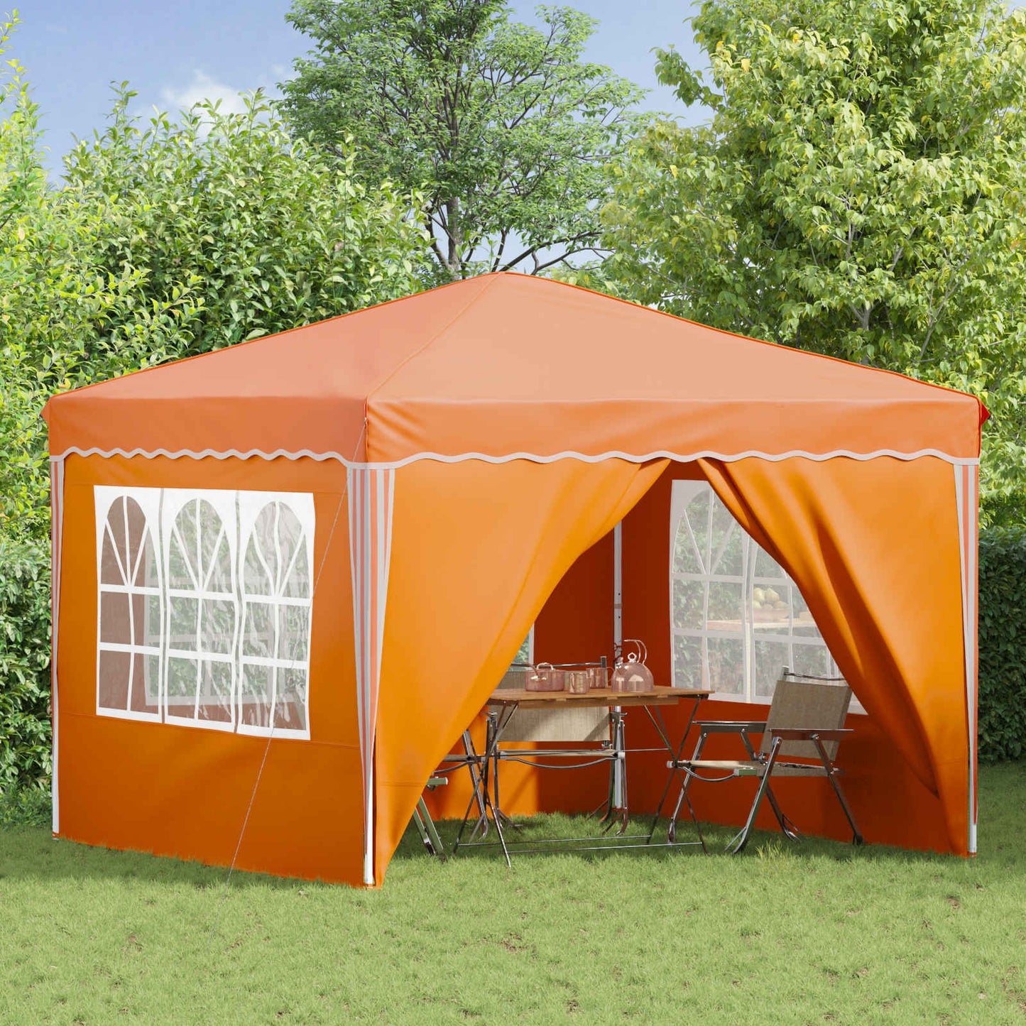 Pop-up Party Tent 288 x 288 x 245 cm Orange Oxford Fabric