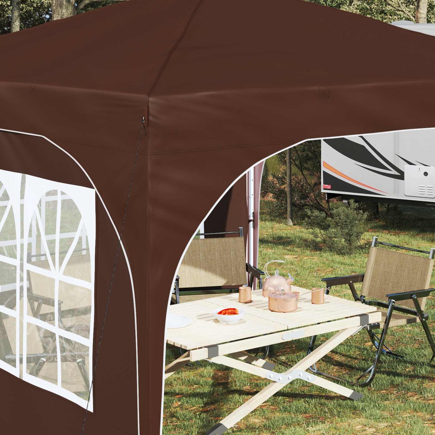 Pop-up Party Tent 290 x 290 x 245 cm Brown