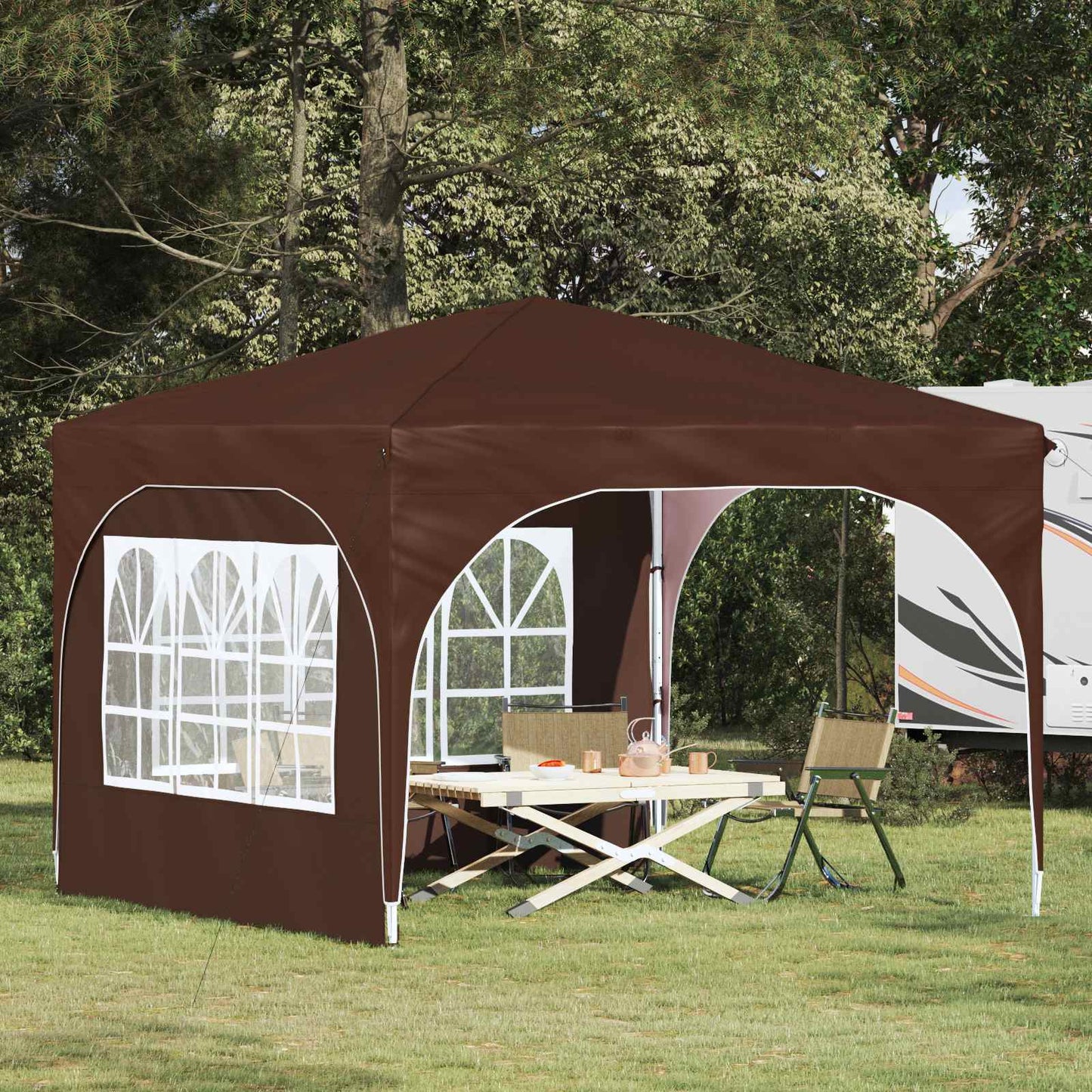 Pop-up Party Tent 290 x 290 x 245 cm Brown
