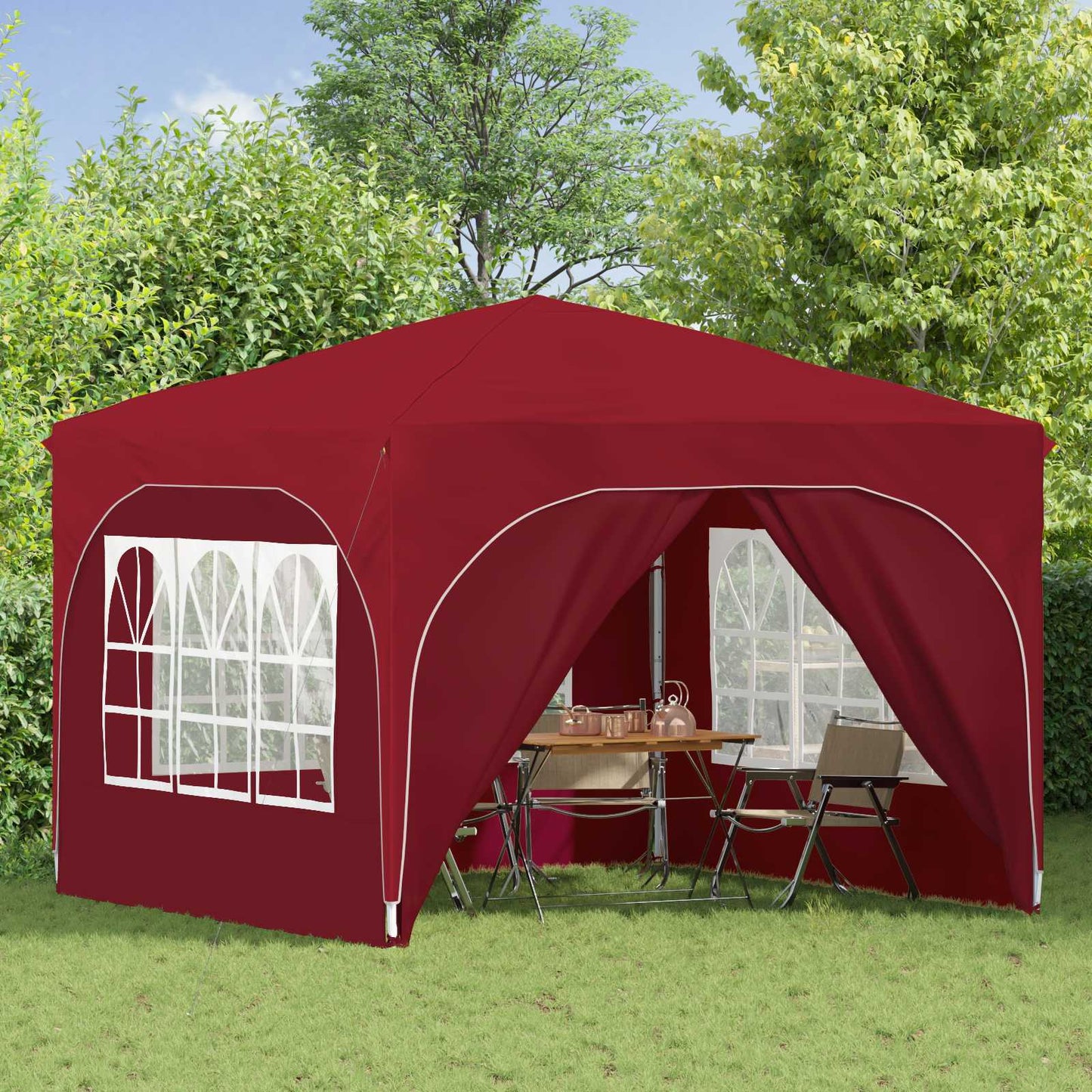 Pop-up Party Tent 290 x 290 x 245 cm Burgundy