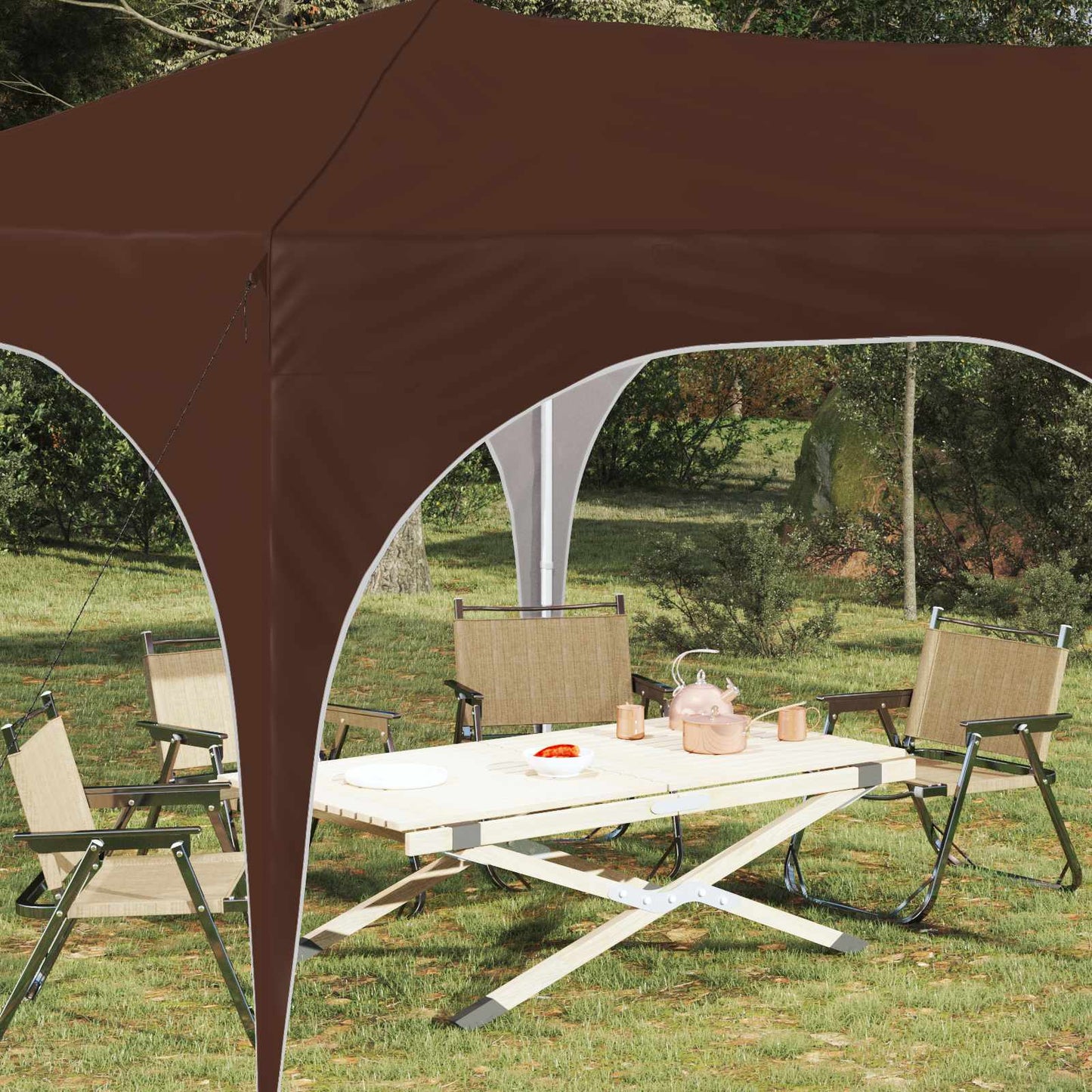 Pop-up Party Tent 575 x 288 x 245 cm Brown Oxford Fabric