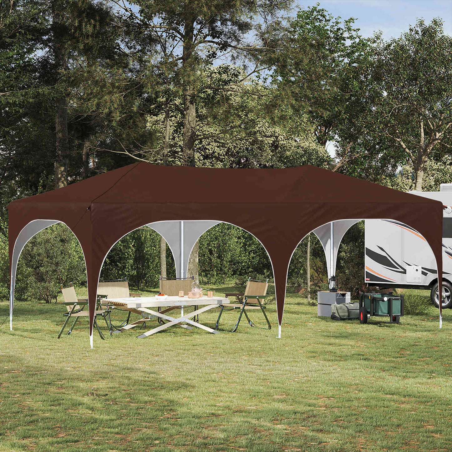 Pop-up Party Tent 575 x 288 x 245 cm Brown Oxford Fabric