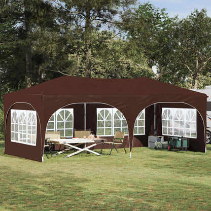 Pop-up Party Tent 575 x 288 x 245 cm Brown Oxford Fabric