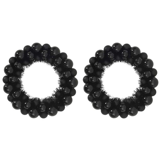 Christmas Ball Wreathes 2 pcs Black 33 x 33 x 7 cm Polystyrene