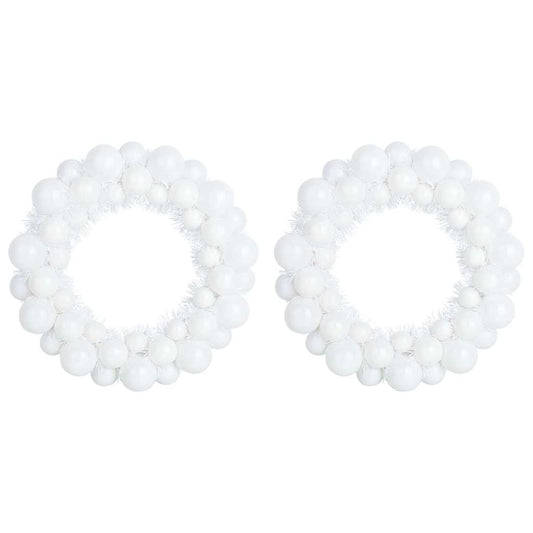 Christmas Ball Wreathes 2 pcs White 33 x 33 x 7 cm Polystyrene