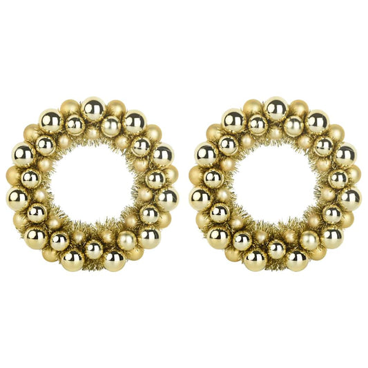 Christmas Ball Wreathes 2 pcs Gold 33 x 33 x 7 cm Polystyrene