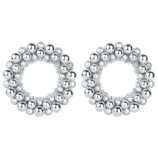 Christmas Ball Wreathes 2 pcs Silver 33 x 33 x 7 cm Polystyrene