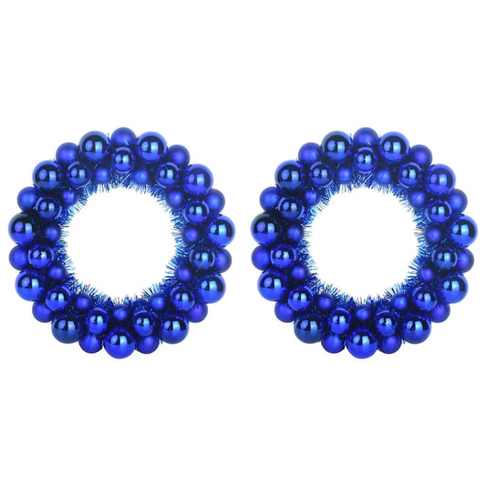 Christmas Ball Wreathes 2 pcs Blue 33 x 33 x 7 cm Polystyrene
