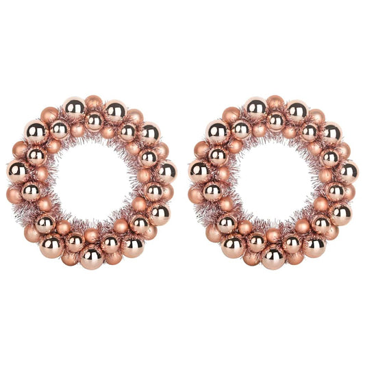 Christmas Ball Wreathes 2 pcs Rose Gold 33 x 33 x 7 cm