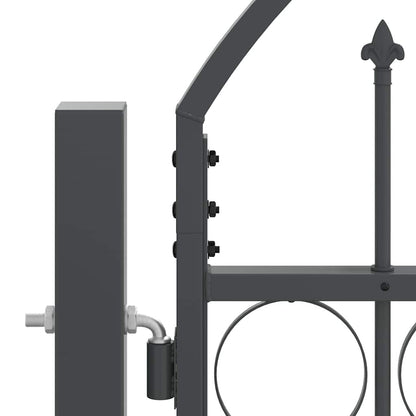 Garden Fence Gate with Arched Top Assen Grey 4 x 1.25 m Steel