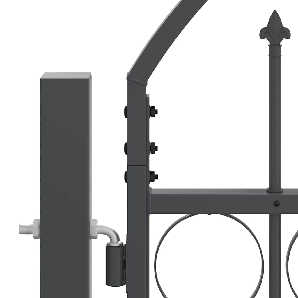 Garden Fence Gate with Arched Top Assen Grey 400 x 125 cm Steel