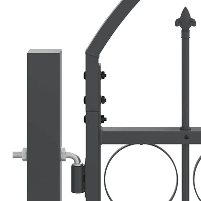 Garden Fence Gate with Arched Top Assen Grey 400 x 125 cm Steel