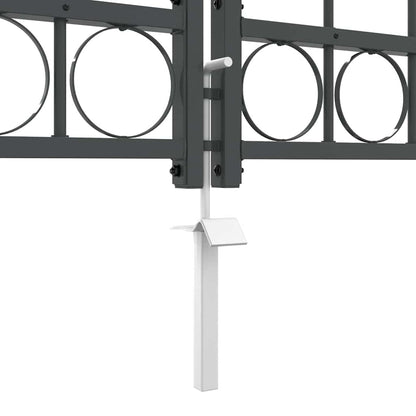 Garden Fence Gate with Arched Top Assen Grey 400 x 125 cm Steel