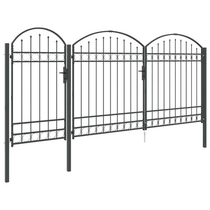 Garden Fence Gate with Arched Top Assen Grey 400 x 125 cm Steel