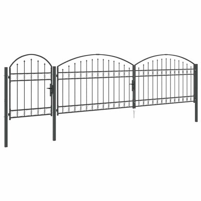 Garden Fence Gate with Arched Top Assen Grey 500 x 75 cm Steel