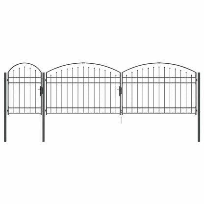 Garden Fence Gate with Arched Top Assen Grey 500 x 100 cm Steel