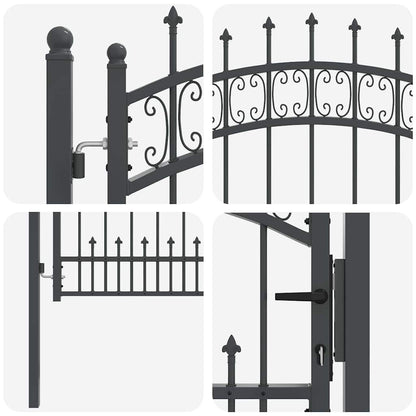 Fence Gate with Spear Top KAMPEN 103 x 75 cm Steel Grey