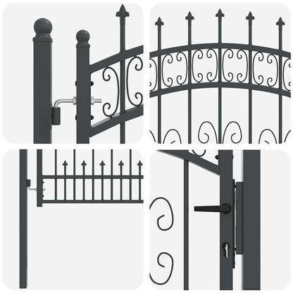 Fence Gate with Spear Top KAMPEN 103 x 100 cm Steel Grey