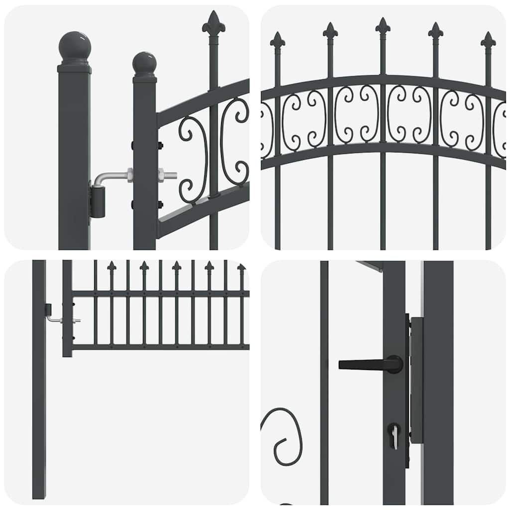 Fence Gate with Spear Top KAMPEN 103 x 175 cm Steel Grey