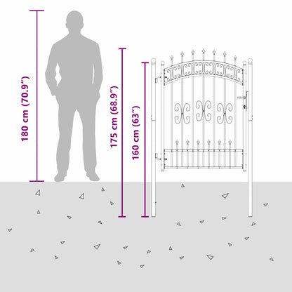 Fence Gate with Spear Top KAMPEN 103 x 175 cm Steel Grey