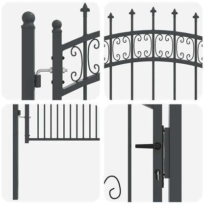 Fence Gate with Spear Top KAMPEN 103 x 200 cm Steel Grey