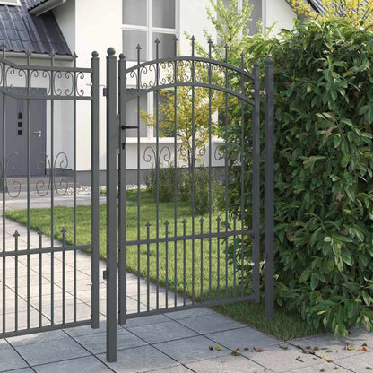 Fence Gate with Spear Top KAMPEN 103 x 200 cm Steel Grey