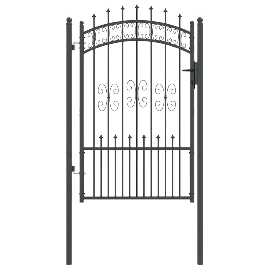 Fence Gate with Spear Top KAMPEN 103 x 200 cm Steel Grey