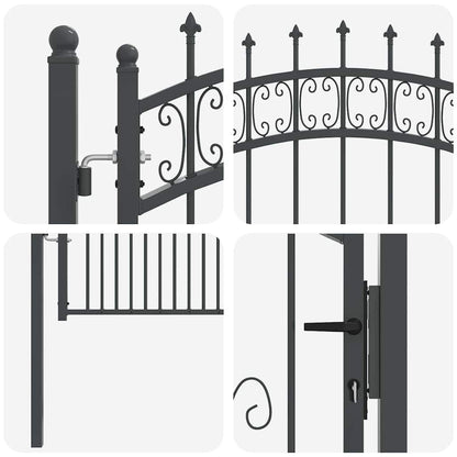 Fence Gate with Spear Top KAMPEN 103 x 175 cm Steel Grey