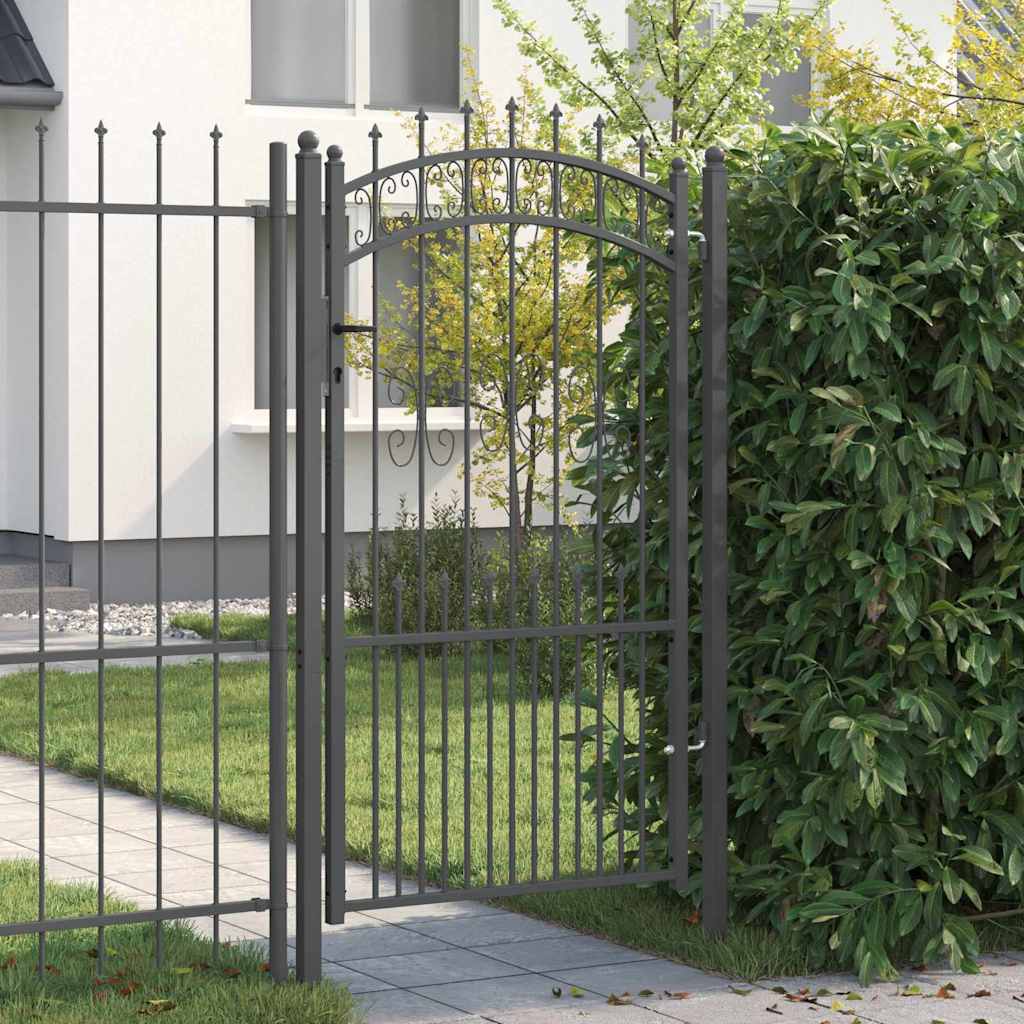 Fence Gate with Spear Top KAMPEN 103 x 175 cm Steel Grey