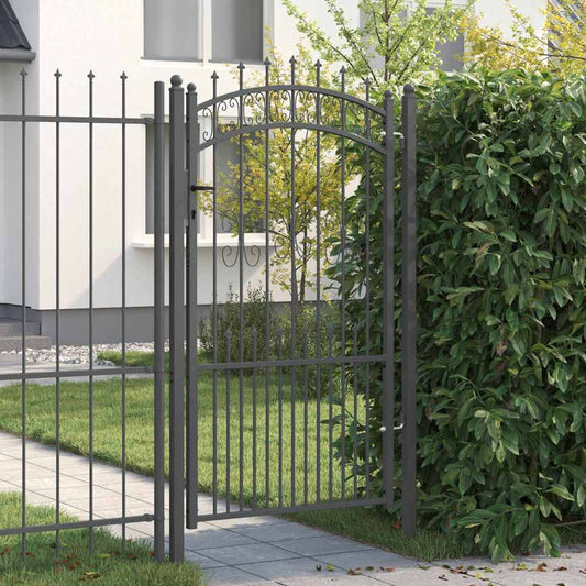 Fence Gate with Spear Top KAMPEN 103 x 175 cm Steel Lockable