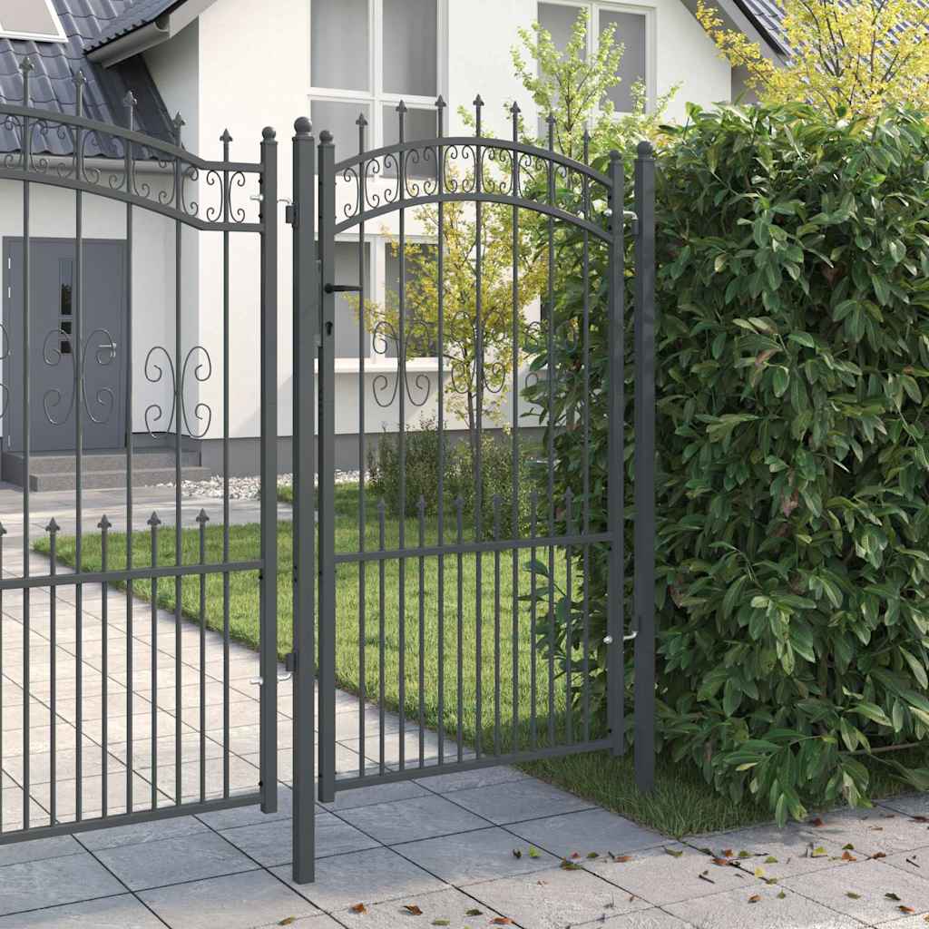 Fence Gate with Spear Top KAMPEN 103 x 175 cm Steel Grey