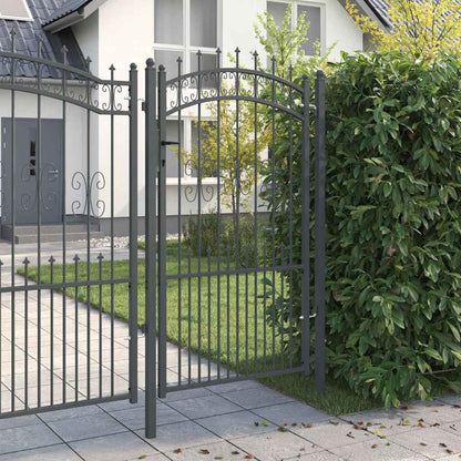 Fence Gate with Spear Top KAMPEN 103 x 175 cm Steel Grey