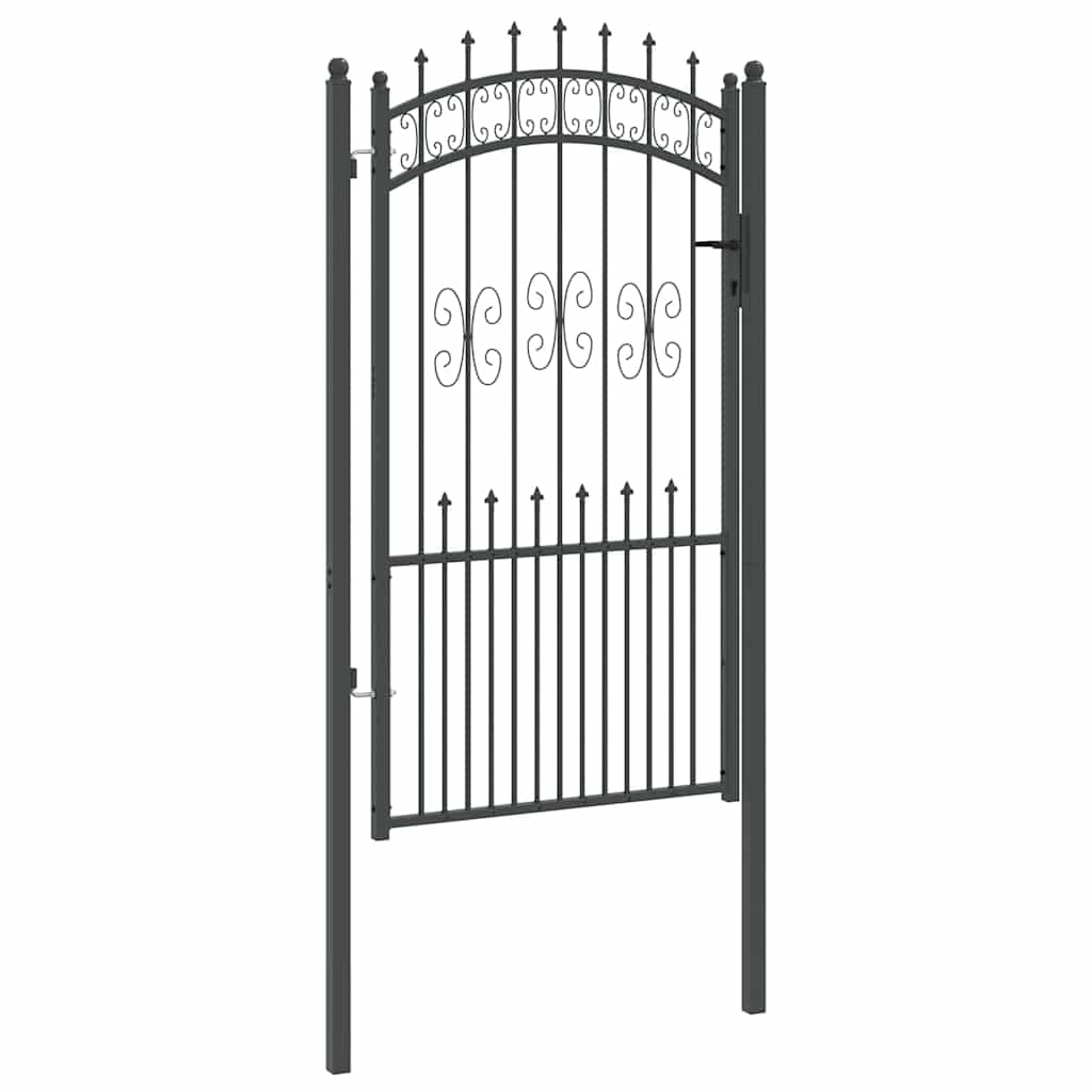 Fence Gate with Spear Top KAMPEN 103 x 175 cm Steel Grey