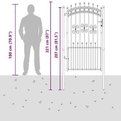Fence Gate with Spear Top KAMPEN 103 x 175 cm Steel Grey